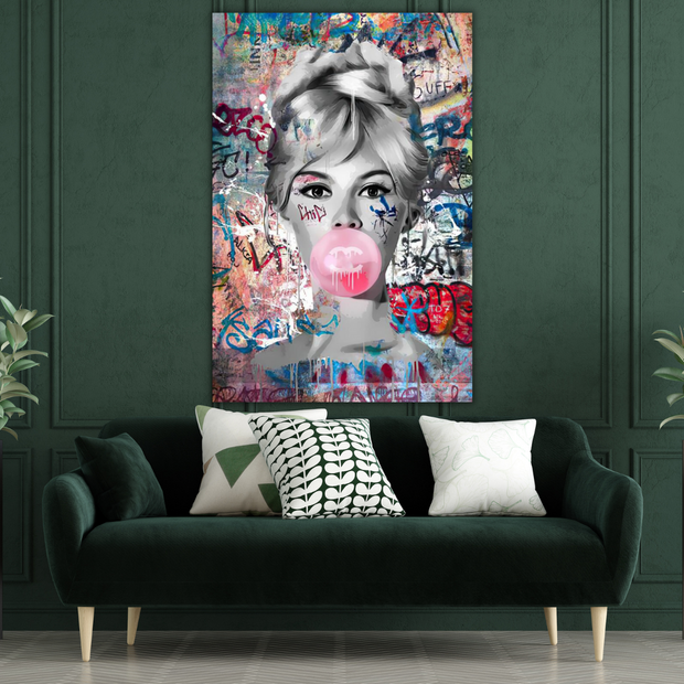 Graffiti Chewing Gum Sexy Lady Canvas Wall Art-MinimalisticDecor.com