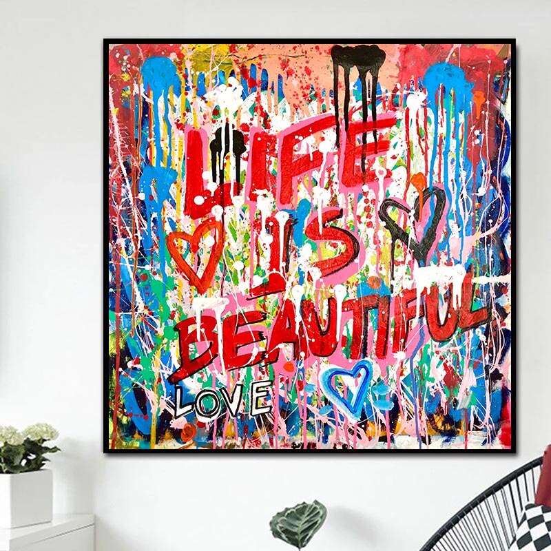 Graffiti Follow Your Dreams Canvas Wall Art-MinimalisticDecor.com