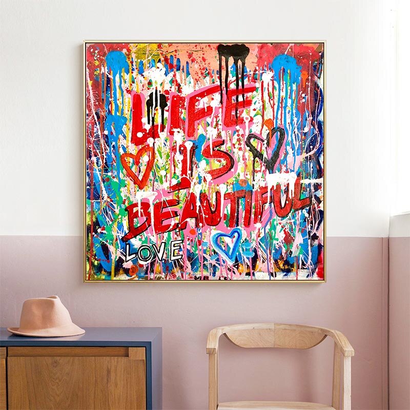 Graffiti Follow Your Dreams Canvas Wall Art-MinimalisticDecor.com