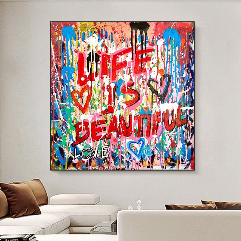 Graffiti Follow Your Dreams Canvas Wall Art-MinimalisticDecor.com
