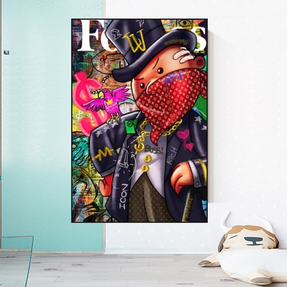 Graffiti Monopoly Rich Man Canvas Wall Art-MinimalisticDecor.com