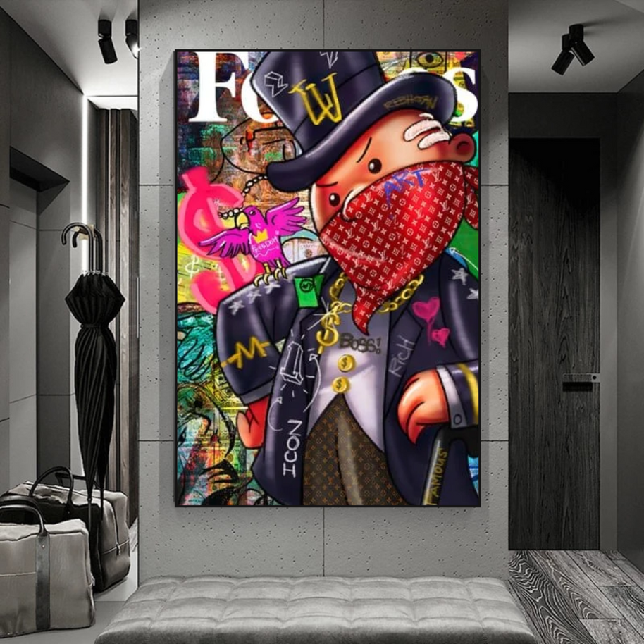 Graffiti Monopoly Rich Man Canvas Wall Art-MinimalisticDecor.com