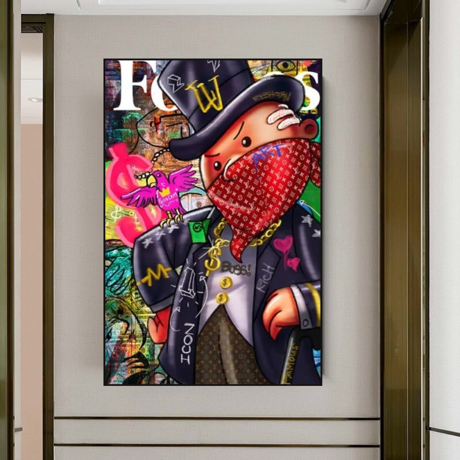 Graffiti Monopoly Rich Man Canvas Wall Art-MinimalisticDecor.com