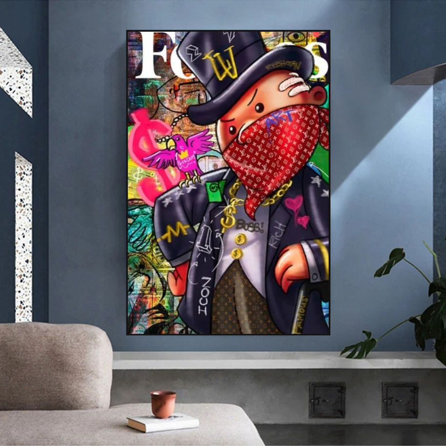 Graffiti Monopoly Rich Man Canvas Wall Art-MinimalisticDecor.com