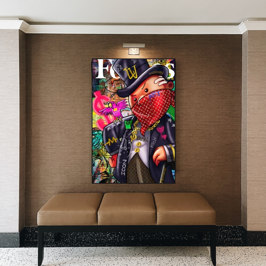 Graffiti Monopoly Rich Man Canvas Wall Art-MinimalisticDecor.com