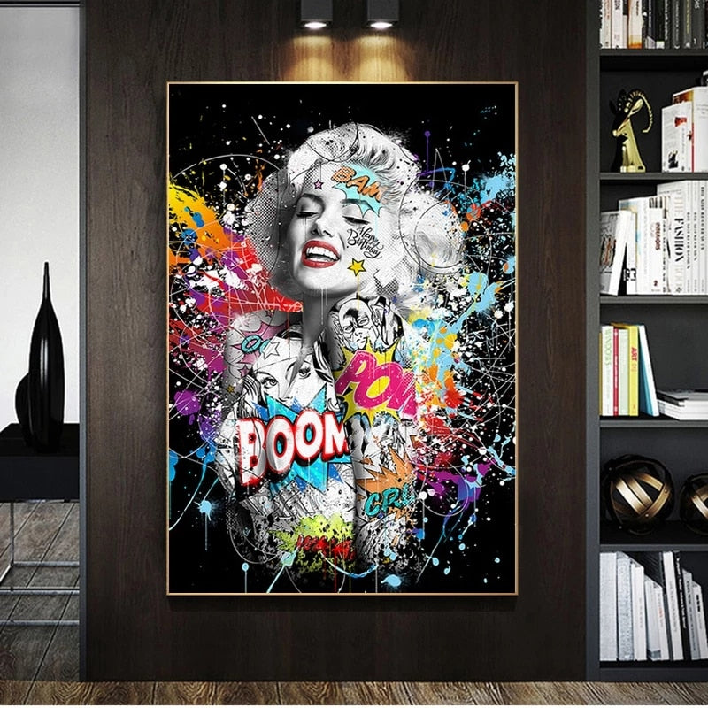 Graffiti Sexy Girl Canvas Wall Art-MinimalisticDecor.com