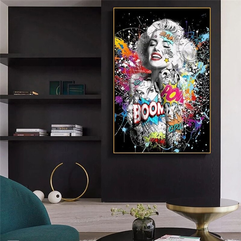 Graffiti Sexy Girl Canvas Wall Art-MinimalisticDecor.com