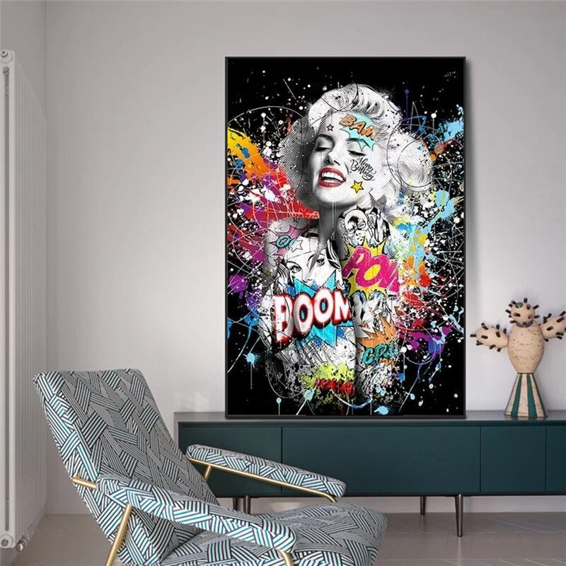 Graffiti Sexy Girl Canvas Wall Art-MinimalisticDecor.com