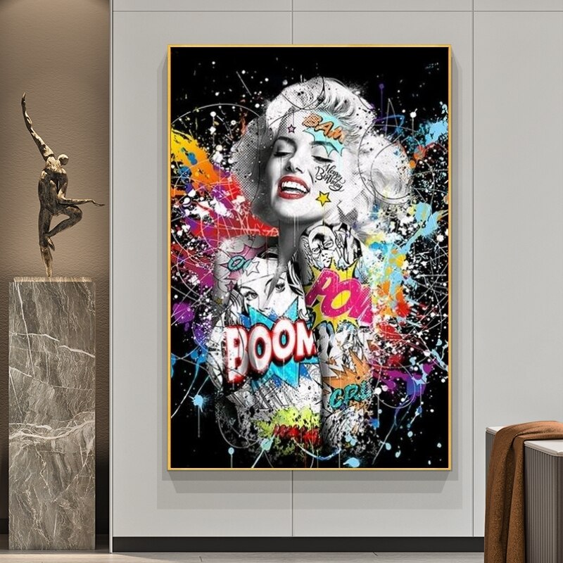 Graffiti Sexy Girl Canvas Wall Art-MinimalisticDecor.com
