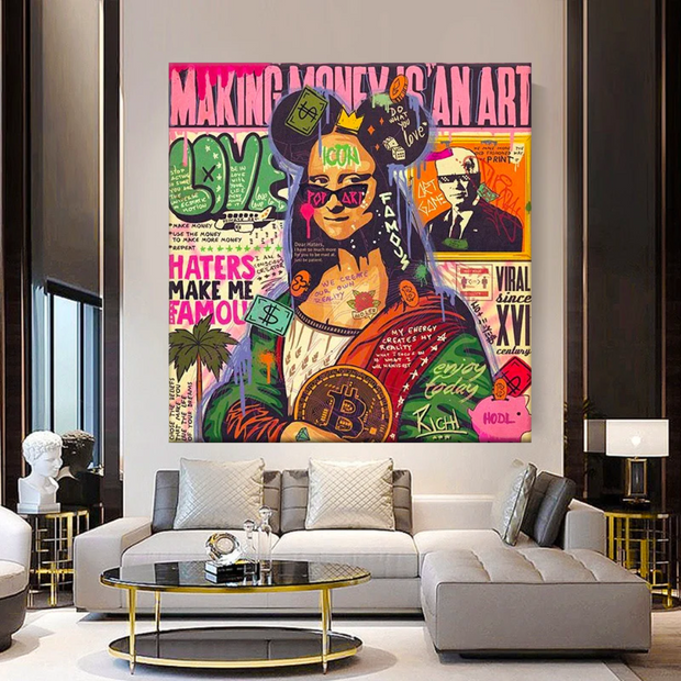 Graffiti Wall Art Lovers Kiss Canvas Wall Art-MinimalisticDecor.com