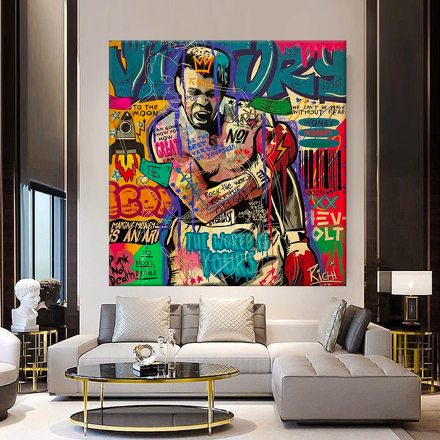 Graffiti Wall Art Lovers Kiss Canvas Wall Art-MinimalisticDecor.com