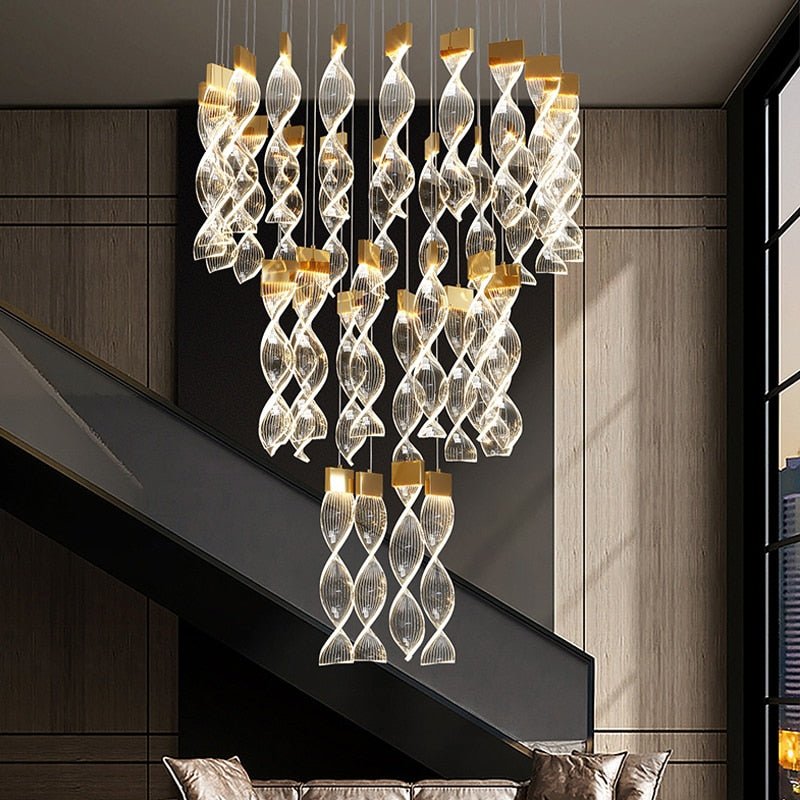 Grand Twirl Staircase Chandelier: Premium Lighting Solution-MinimalisticDecor.com