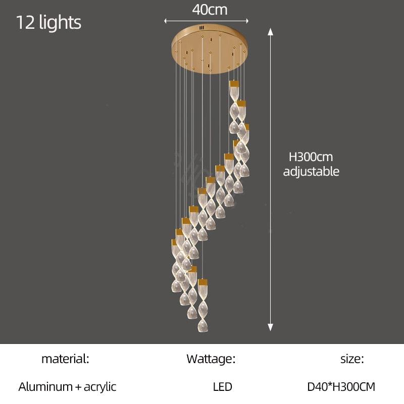 Grand Twirl Staircase Chandelier: Premium Lighting Solution-MinimalisticDecor.com