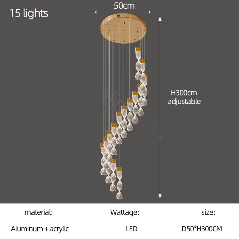 Grand Twirl Staircase Chandelier: Premium Lighting Solution-MinimalisticDecor.com