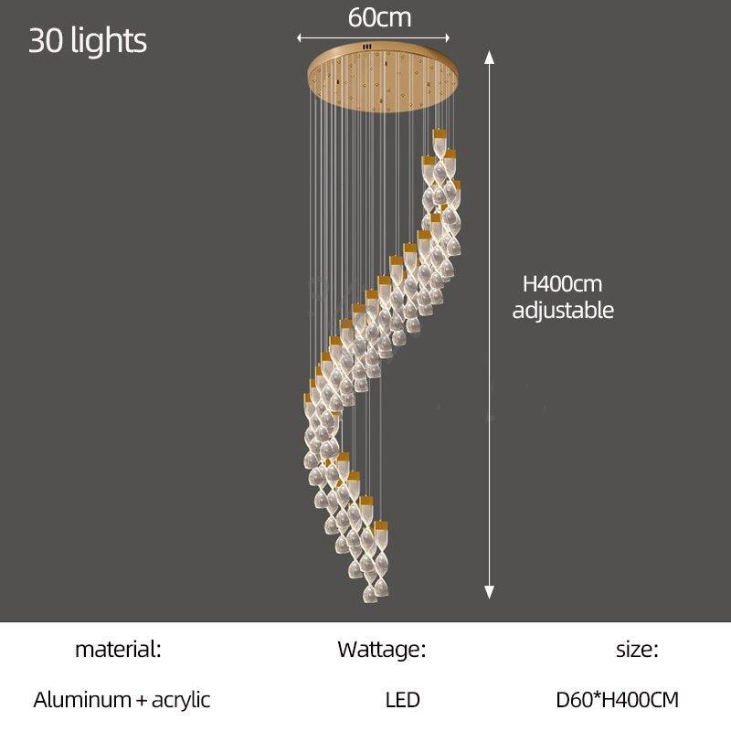 Grand Twirl Staircase Chandelier: Premium Lighting Solution-MinimalisticDecor.com