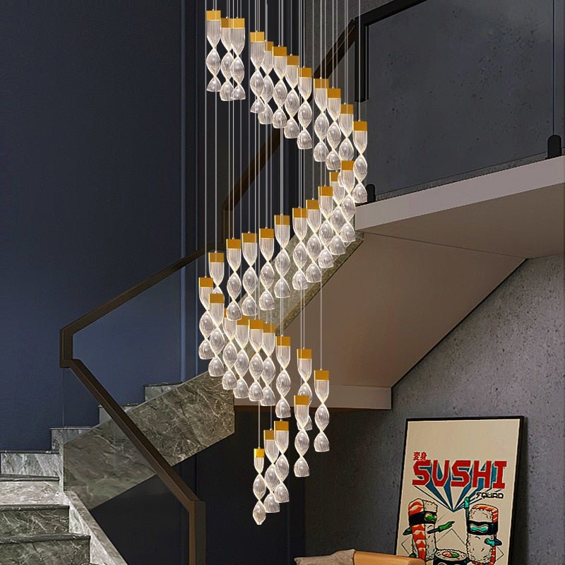 Grand Twirl Staircase Chandelier: Premium Lighting Solution-MinimalisticDecor.com