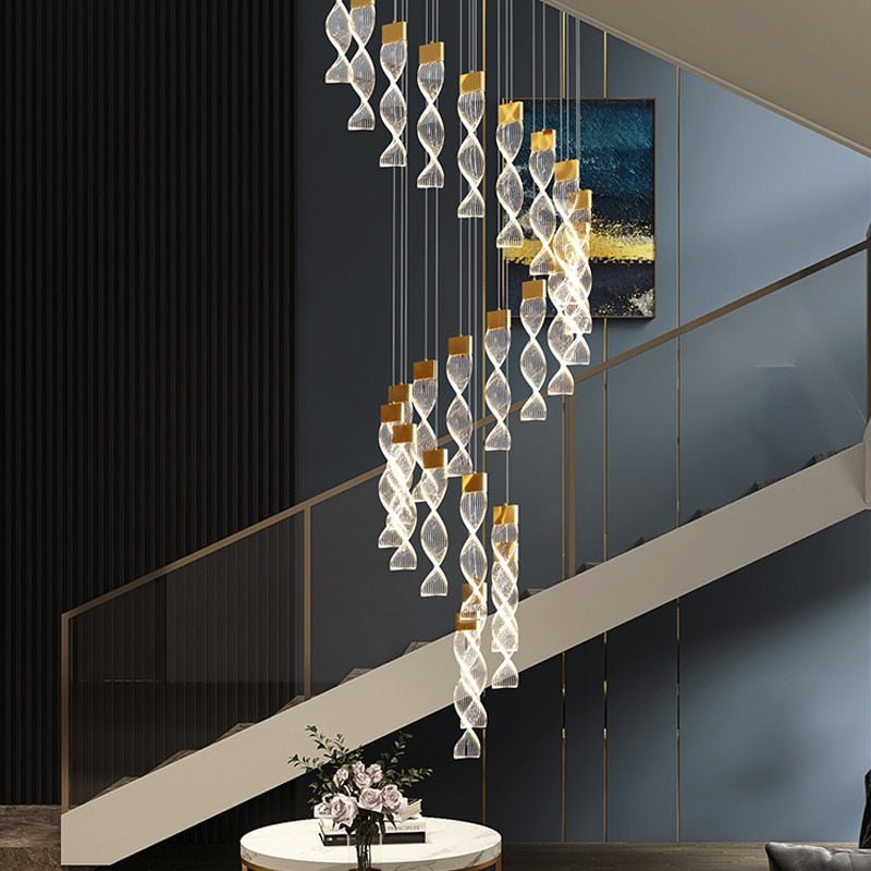 Grand Twirl Staircase Chandelier: Premium Lighting Solution-MinimalisticDecor.com