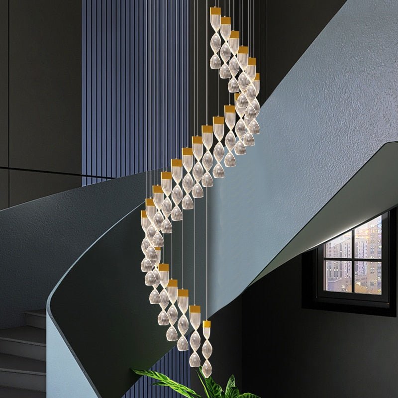 Grand Twirl Staircase Chandelier: Premium Lighting Solution-MinimalisticDecor.com