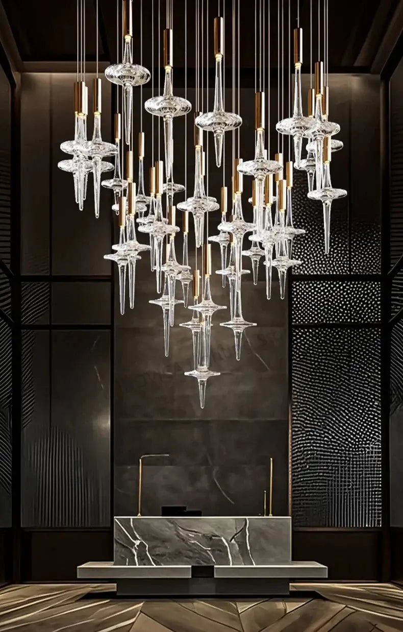 Hand Blown Crystal Glass Chandelier with LED Bulbs – Pendant Light for Hallways-MinimalisticDecor.com