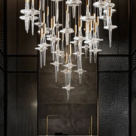 Hand Blown Crystal Glass Chandelier with LED Bulbs – Pendant Light for Hallways-MinimalisticDecor.com