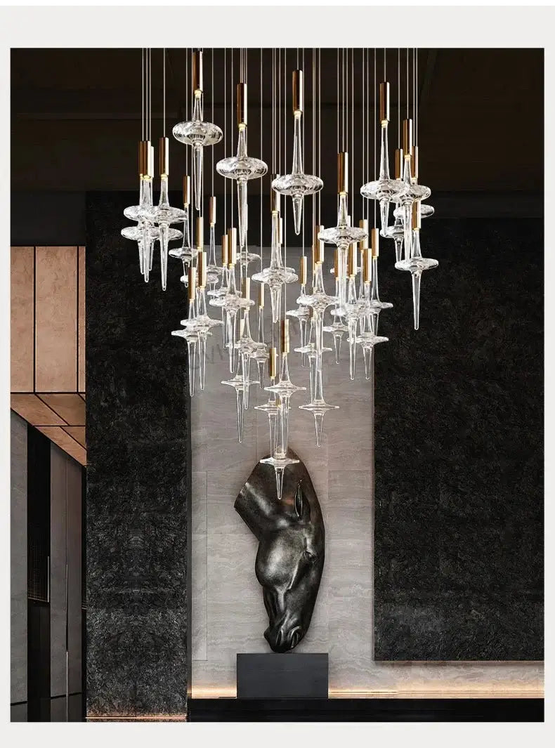 Hand Blown Crystal Glass Chandelier with LED Bulbs – Pendant Light for Hallways-MinimalisticDecor.com