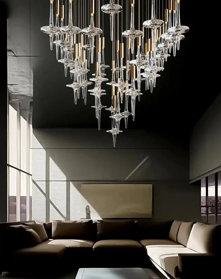 Hand Blown Crystal Glass Chandelier with LED Bulbs – Pendant Light for Hallways-MinimalisticDecor.com