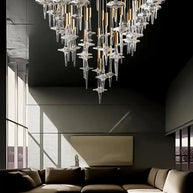 Hand Blown Crystal Glass Chandelier with LED Bulbs – Pendant Light for Hallways-MinimalisticDecor.com