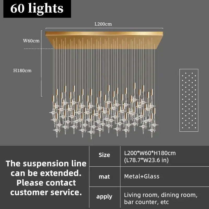 Hand Blown Crystal Glass Chandelier with LED Bulbs – Pendant Light for Hallways-MinimalisticDecor.com