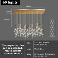 Hand Blown Crystal Glass Chandelier with LED Bulbs – Pendant Light for Hallways-MinimalisticDecor.com