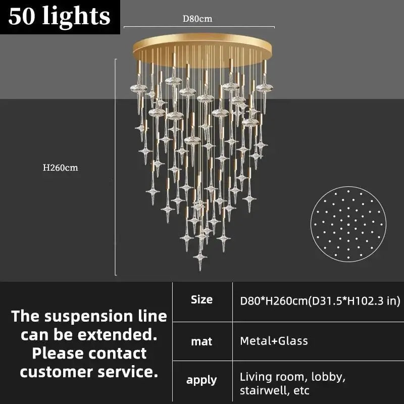 Hand Blown Crystal Glass Chandelier with LED Bulbs – Pendant Light for Hallways-MinimalisticDecor.com