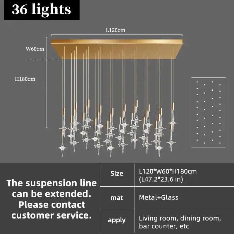 Hand Blown Crystal Glass Chandelier with LED Bulbs – Pendant Light for Hallways-MinimalisticDecor.com