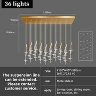 Hand Blown Crystal Glass Chandelier with LED Bulbs – Pendant Light for Hallways-MinimalisticDecor.com