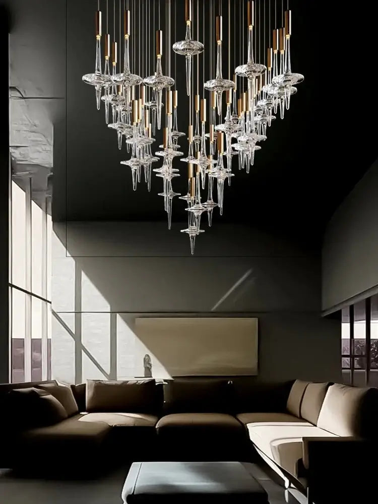 Hand Blown Crystal Glass Chandelier with LED Bulbs – Pendant Light for Hallways-MinimalisticDecor.com