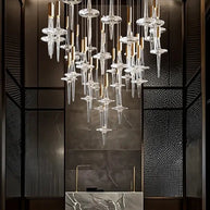Hand Blown Crystal Glass Chandelier with LED Bulbs – Pendant Light for Hallways-MinimalisticDecor.com