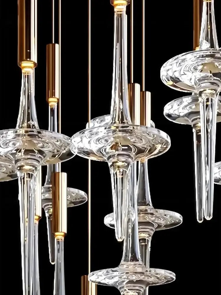 Hand Blown Crystal Glass Chandelier with LED Bulbs – Pendant Light for Hallways-MinimalisticDecor.com