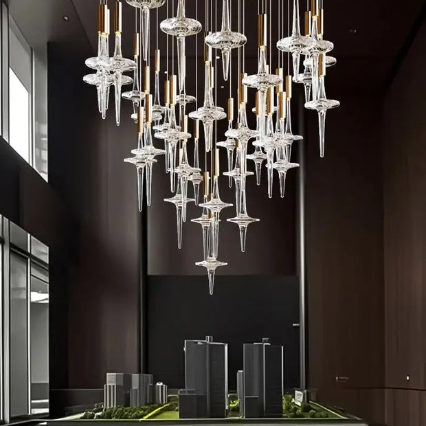 Hand Blown Crystal Glass Chandelier with LED Bulbs – Pendant Light for Hallways-MinimalisticDecor.com