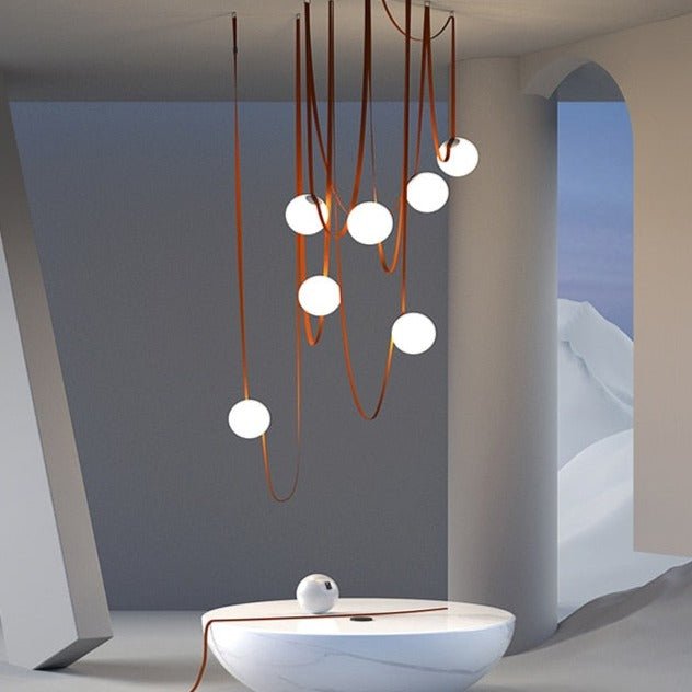 Hanging Belt Globes Chandelier – Unique Suspended Design-MinimalisticDecor.com