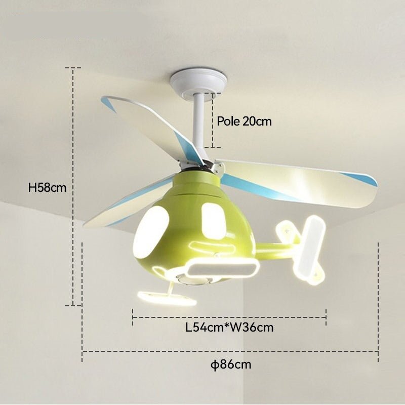 Helicopter Ceiling Light with Fan for Kids Room – Fun and Functional Lighting-MinimalisticDecor.com