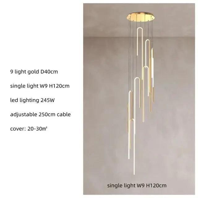 Hooked Bars Linear Staircase Chandelier Lighting-MinimalisticDecor.com