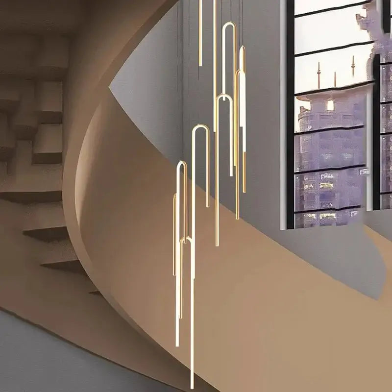 Hooked Bars Linear Staircase Chandelier Lighting-MinimalisticDecor.com