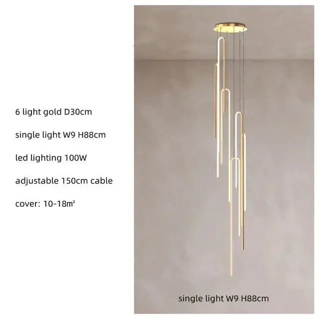 Hooked Bars Linear Staircase Chandelier Lighting-MinimalisticDecor.com