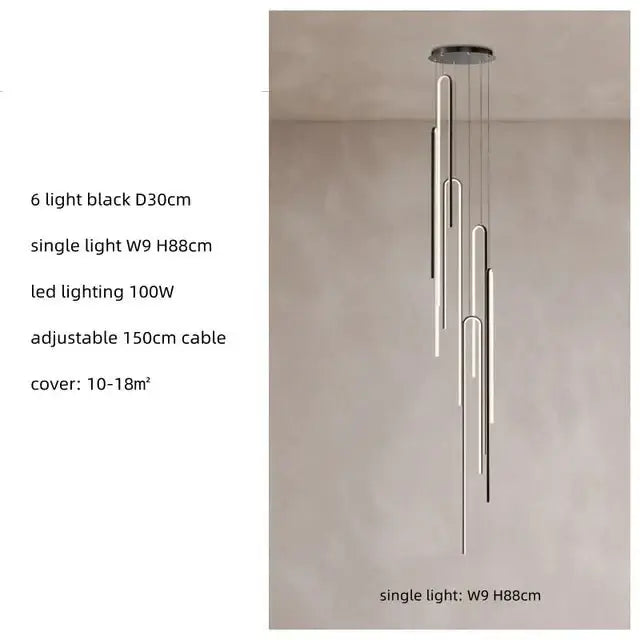 Hooked Bars Linear Staircase Chandelier Lighting-MinimalisticDecor.com