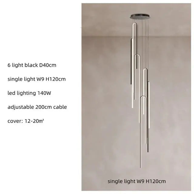 Hooked Bars Linear Staircase Chandelier Lighting-MinimalisticDecor.com