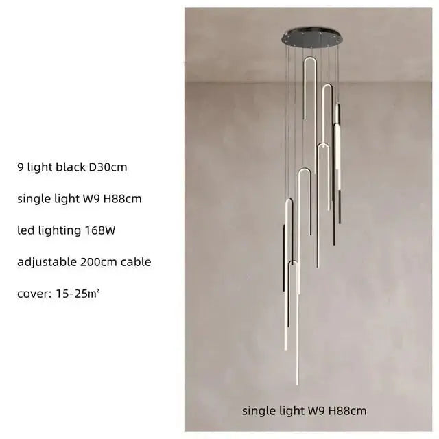 Hooked Bars Linear Staircase Chandelier Lighting-MinimalisticDecor.com