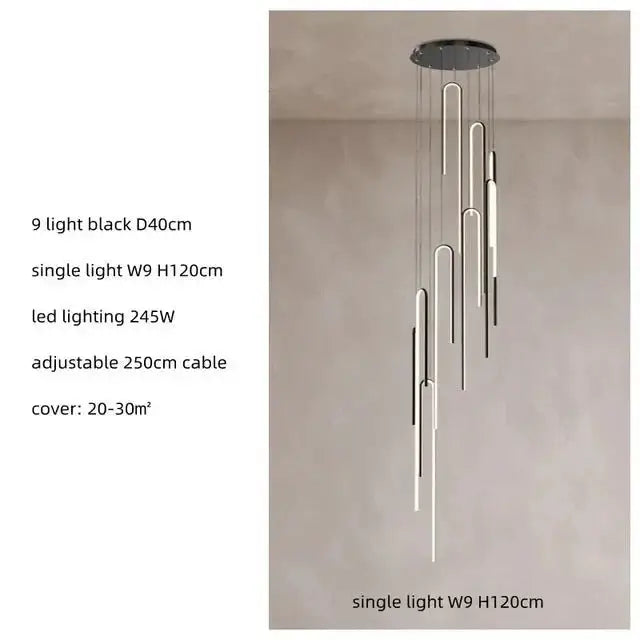 Hooked Bars Linear Staircase Chandelier Lighting-MinimalisticDecor.com