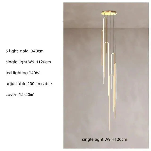 Hooked Bars Linear Staircase Chandelier Lighting-MinimalisticDecor.com