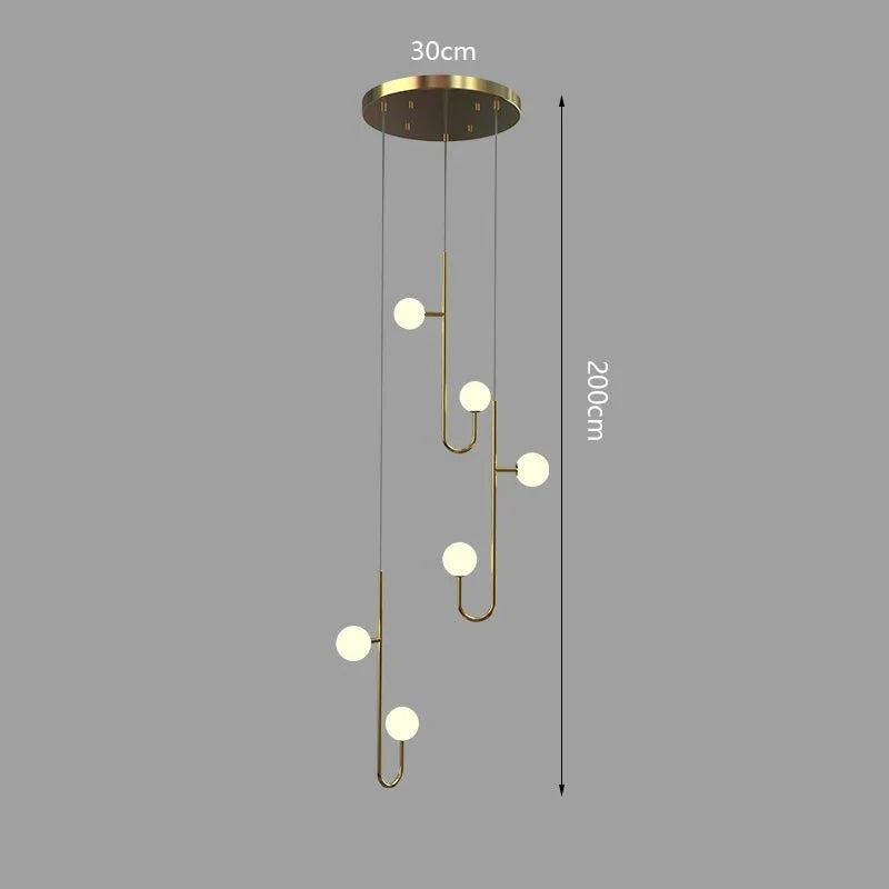 Hooked Globes Staircase Chandelier – Modern Pendant for Stairwells-MinimalisticDecor.com