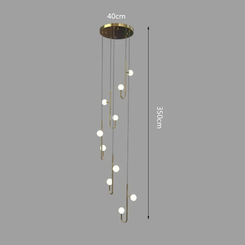 Hooked Globes Staircase Chandelier – Modern Pendant for Stairwells-MinimalisticDecor.com