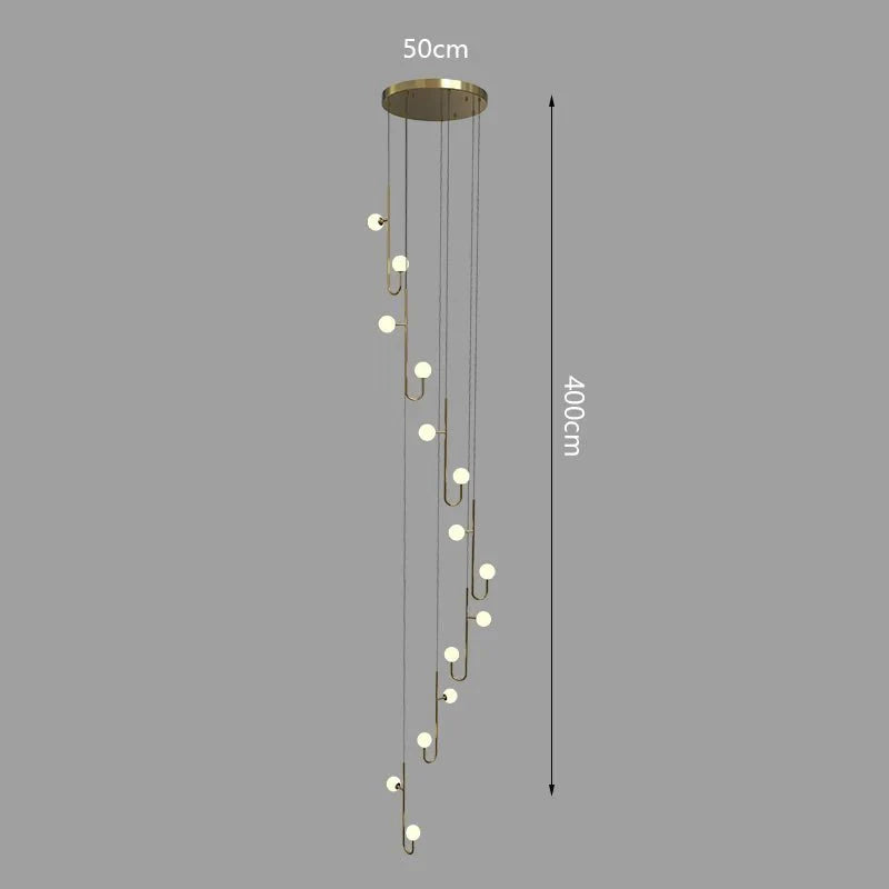 Hooked Globes Staircase Chandelier – Modern Pendant for Stairwells-MinimalisticDecor.com