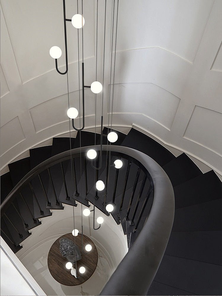 Hooked Globes Staircase Chandelier – Modern Pendant for Stairwells-MinimalisticDecor.com